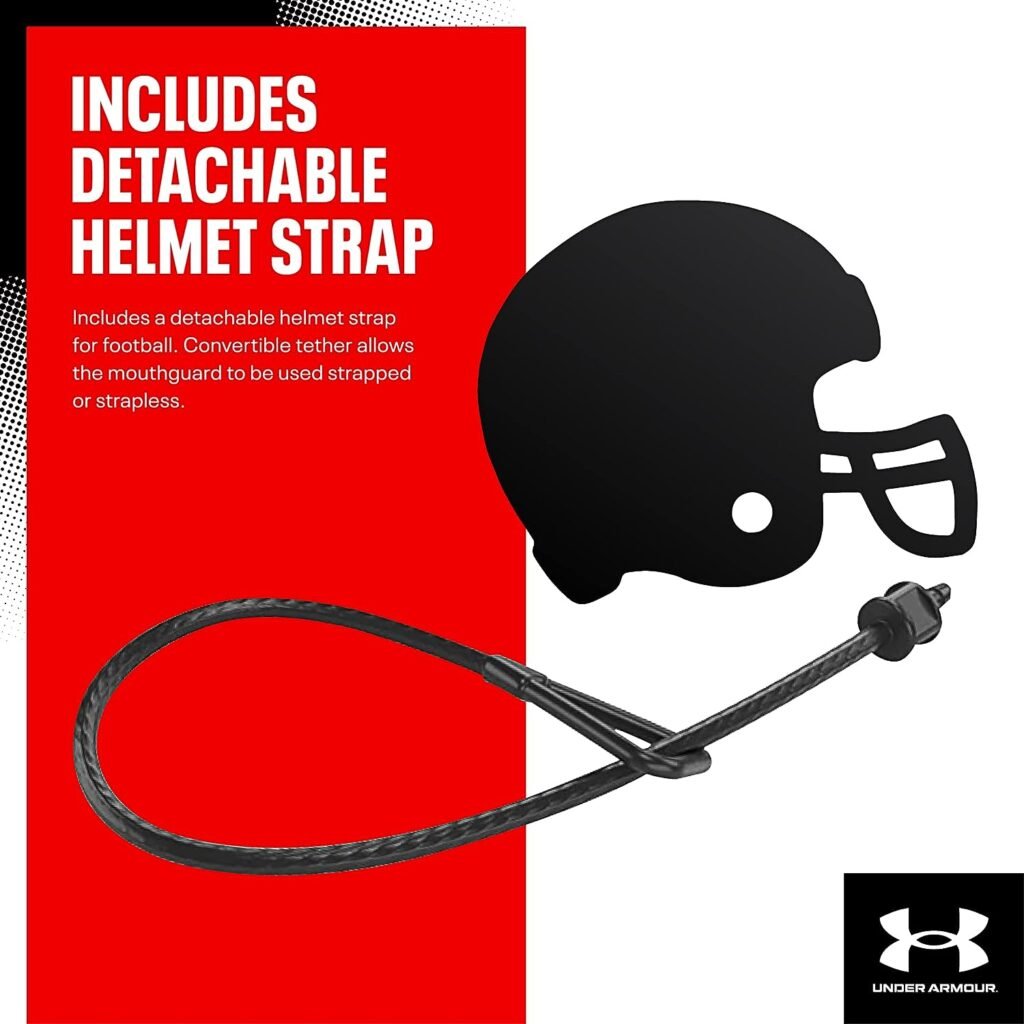 Under Armour Sports Mouth Guard, Custom Fit, Includes Detachable Helmet Strap, Youth  Adult Sizes