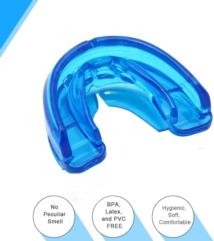 Coolrunner Double Braces Mouth Guard, Sports Athletic Mouth Guards Youth Mouthguard For Upper And Lower Teeth Protection No Boiling Required For Youth, Teenager And Adults (Blue)